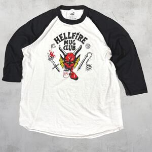 🔥 Hellfire Mug Club Black White Raglan Baseball Tee 😈